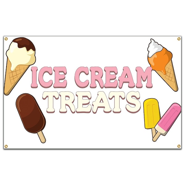 Signmission Ice Cream Treats Banner Heavy Duty 13 Oz Vinyl with Grommets B-60 Ice Cream Treats - main